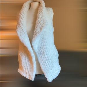 White Faux Fur Vest by Rebecca Elliot - large
